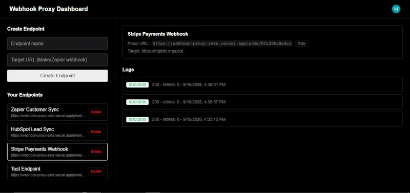 Webhook Proxy screenshot 1