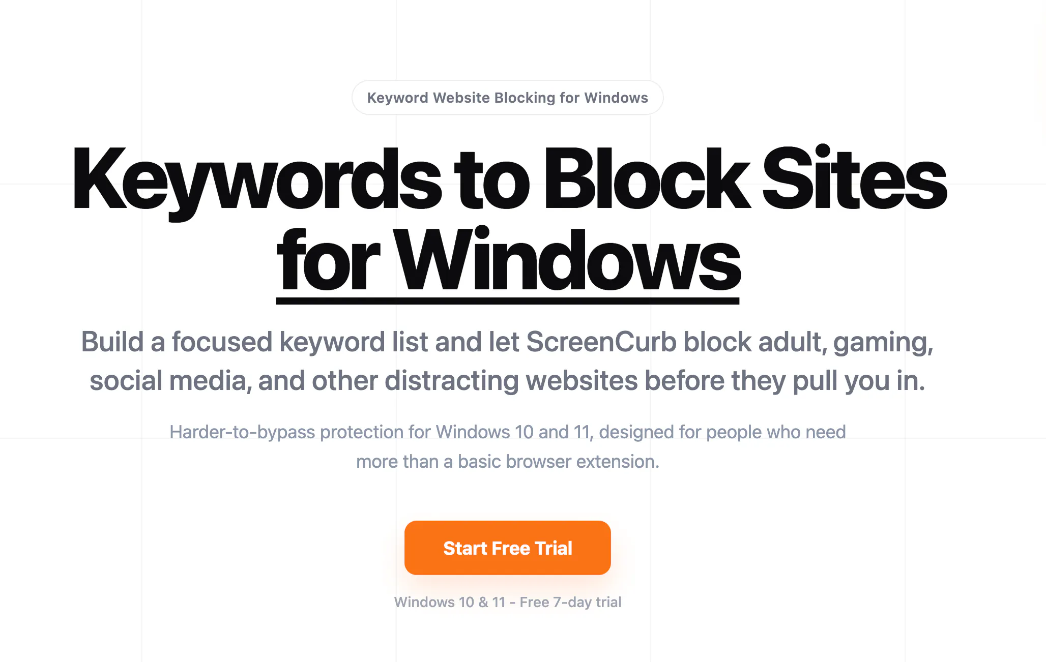 ScreenCurb:Keywords to Block Sites 제품 배너