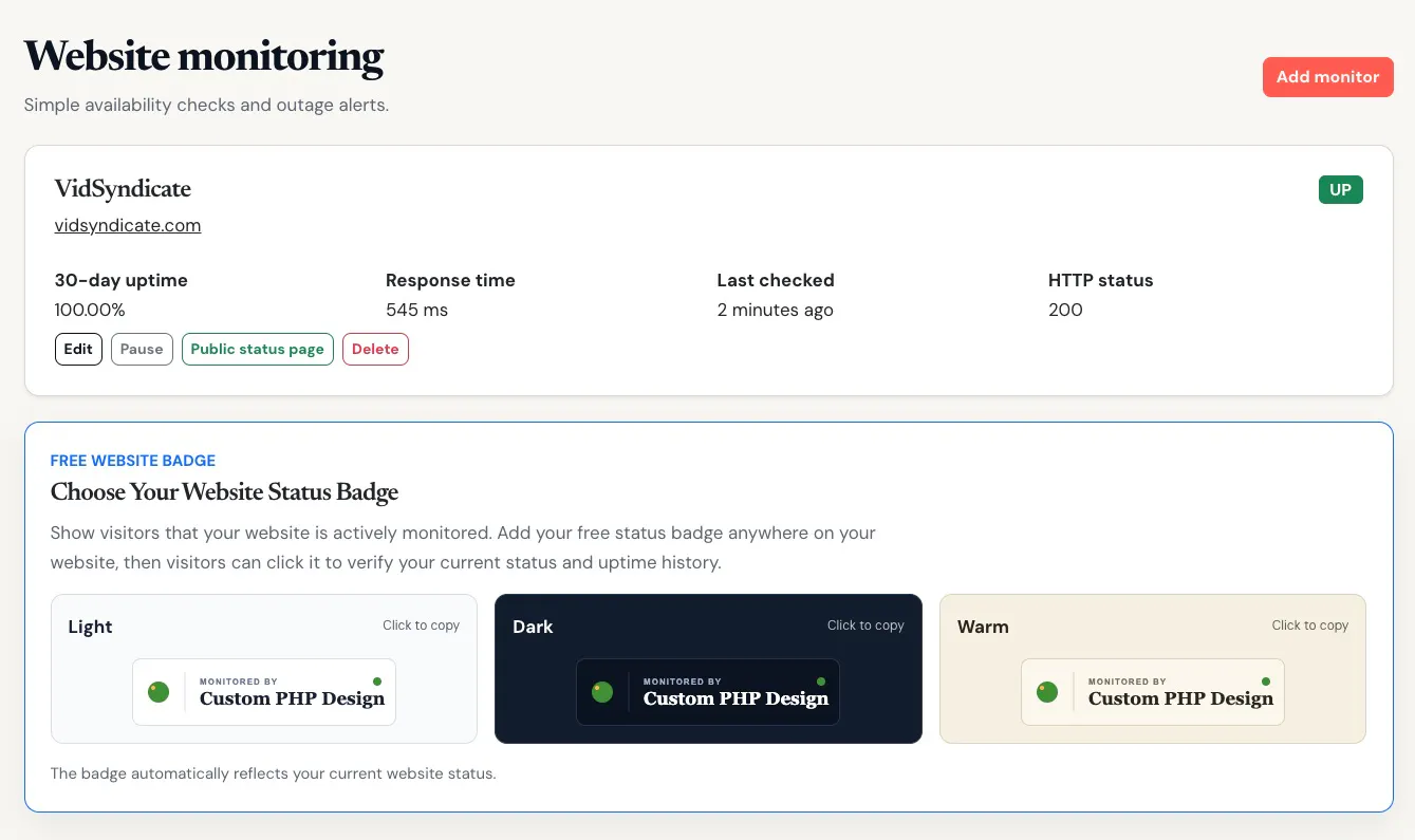 Custom PHP Design Website Monitor gallery image