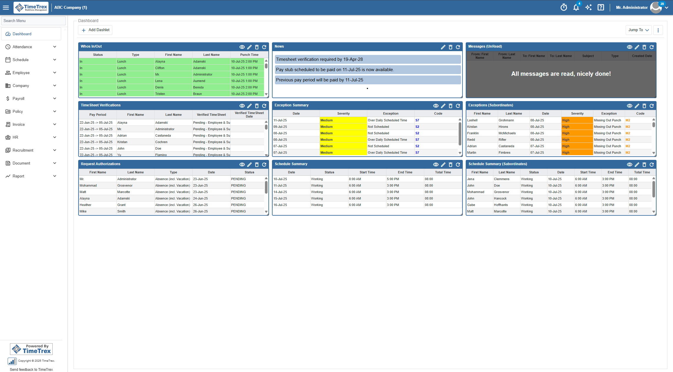 TimeTrex - Screenshot 4 showing product features and functionality