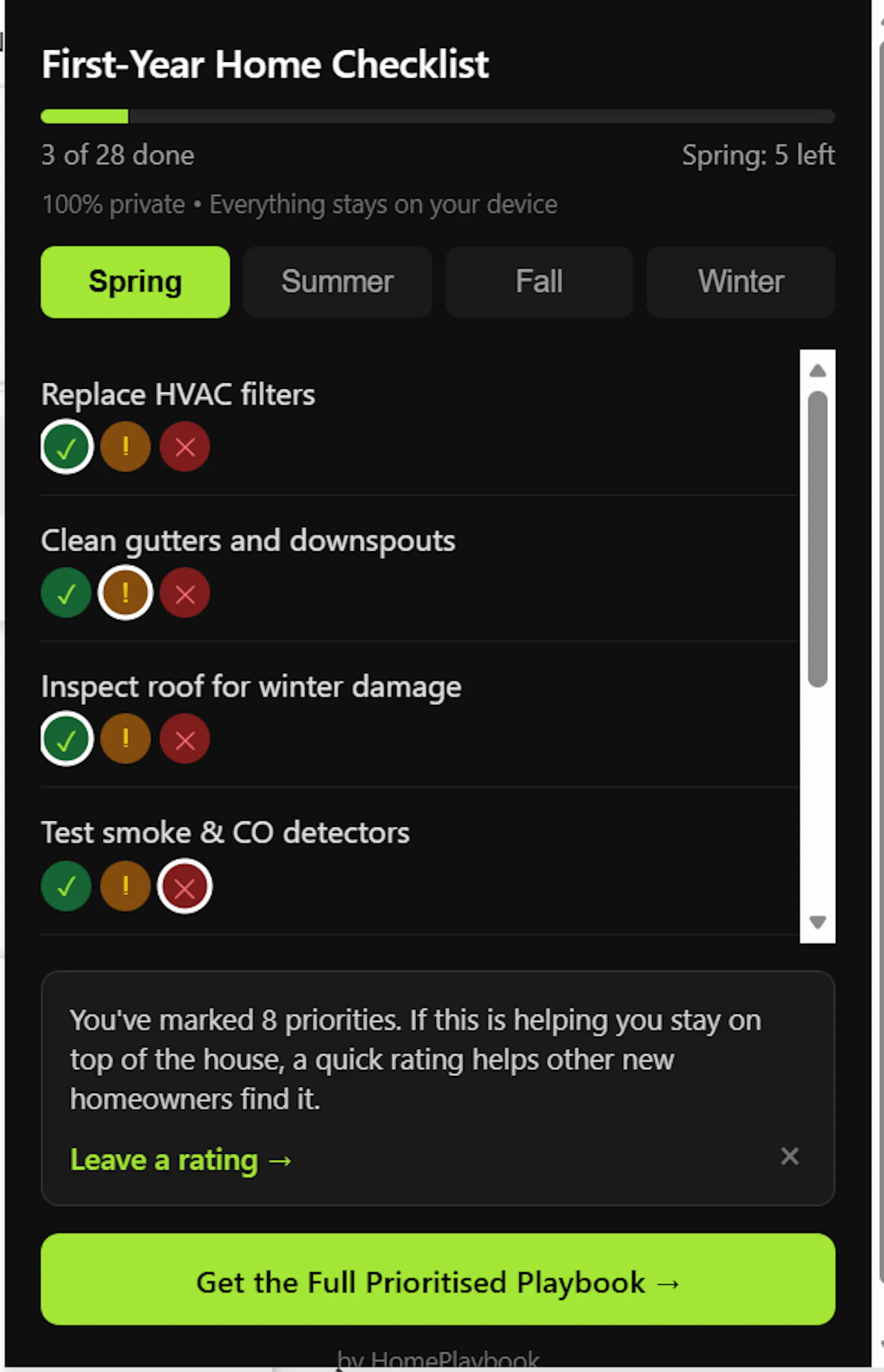 First Year Home Checklist screenshot 2