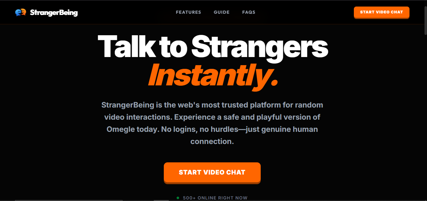 StrangerBeing - Talk with strangers - Main product screenshot demonstrating key features and user interface