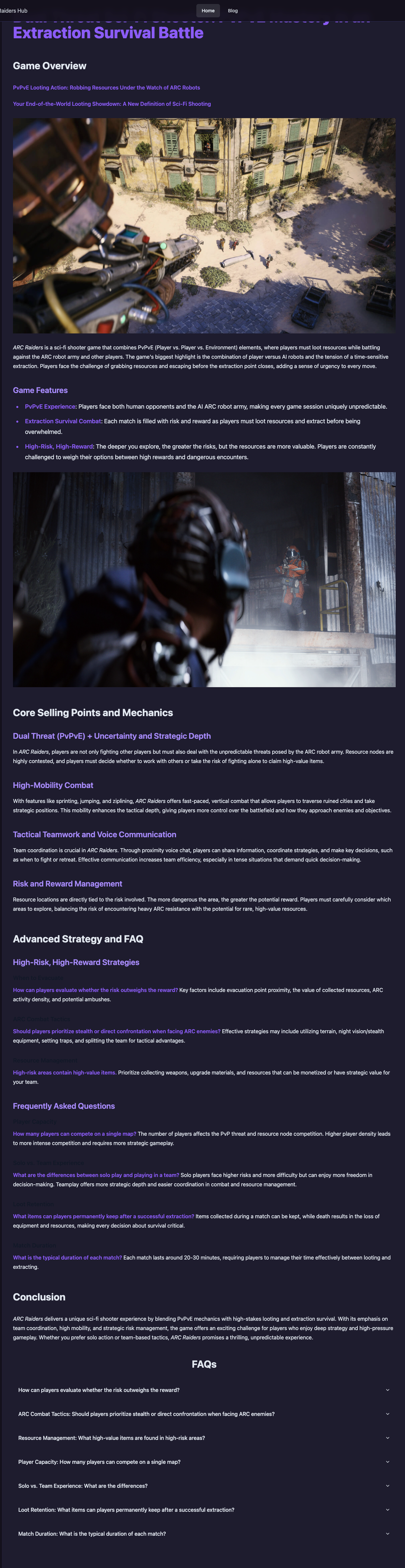 ARC Raiders Hub - Main screenshot showing features and interface