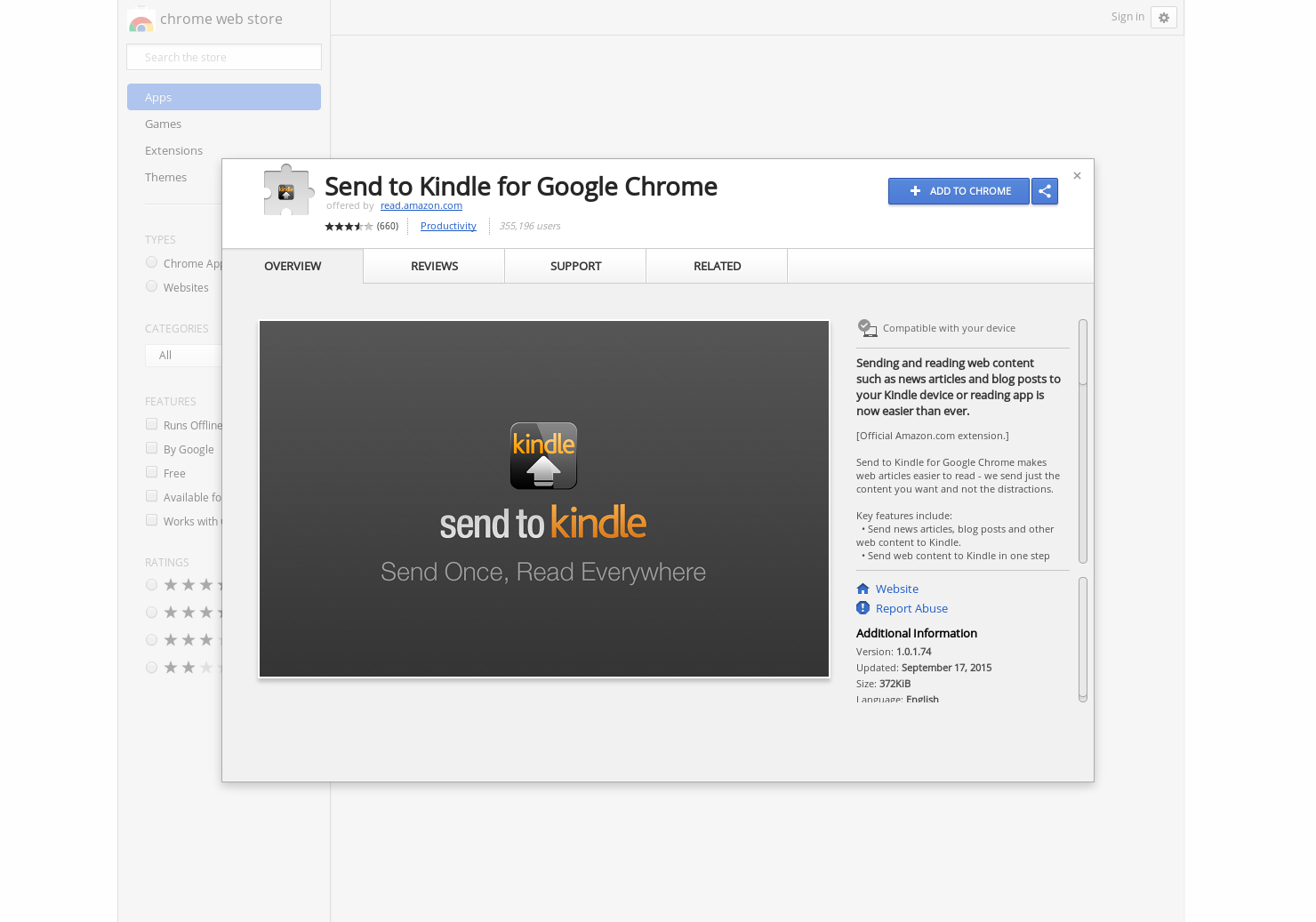 Send to Kindle Chrome Extension gallery image