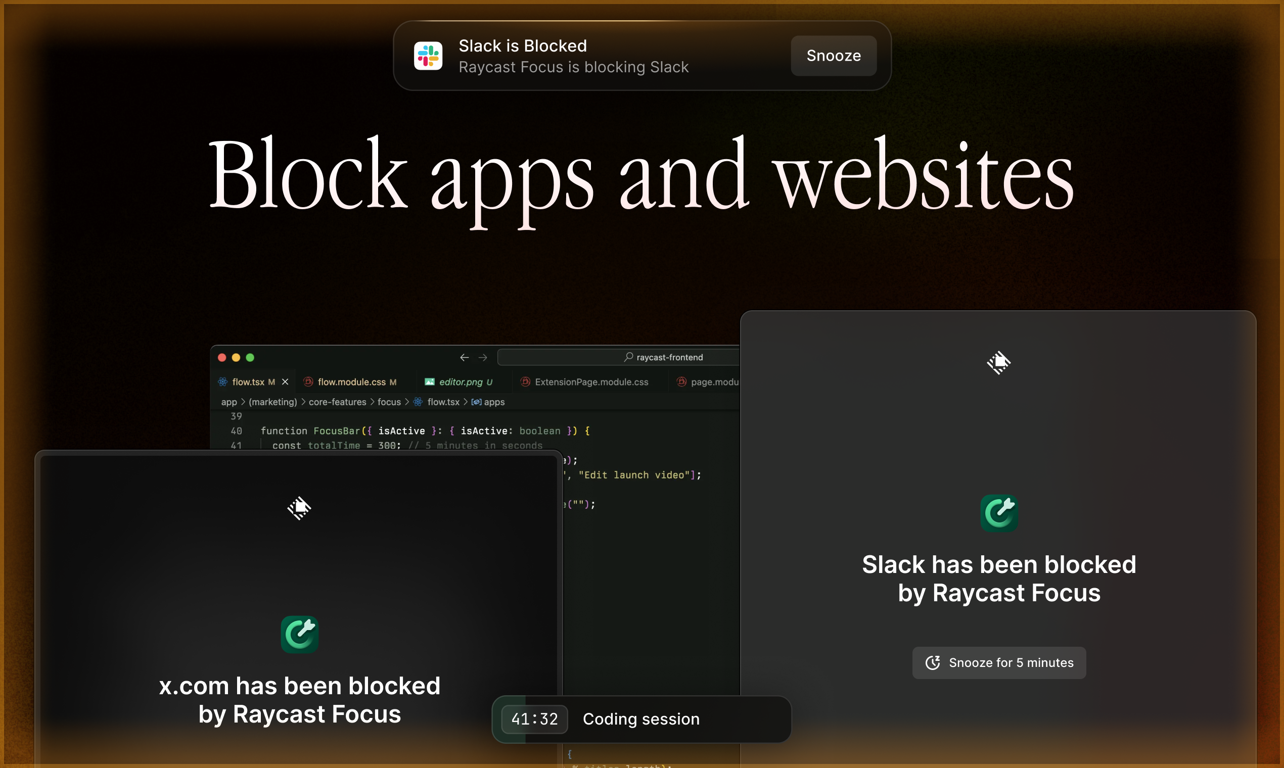 وسائط التركيز Raycast - ابق في التدفق عن طريق منع تشتيت التطبيقات والمواقع الإلكترونية 4