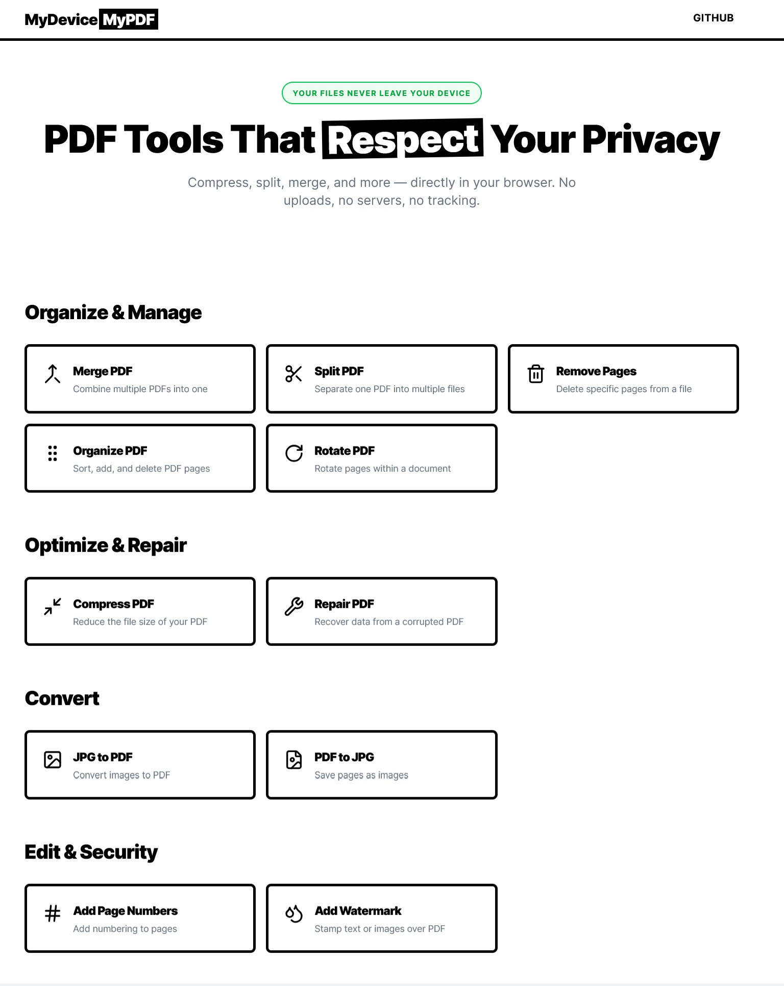 MyDeviceMyPdf - Main product screenshot demonstrating key features and user interface