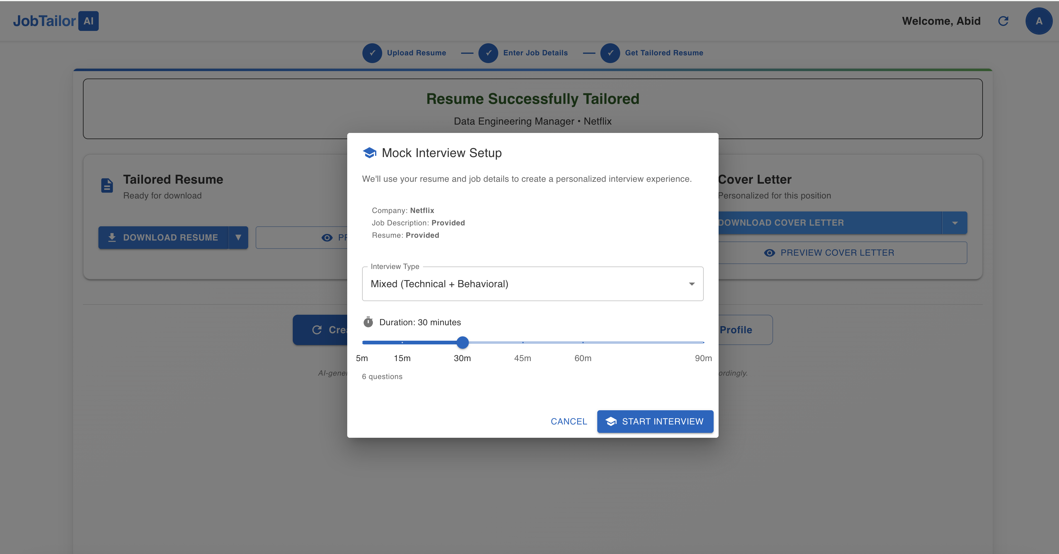 JobTailorAI - Main screenshot showing features and interface