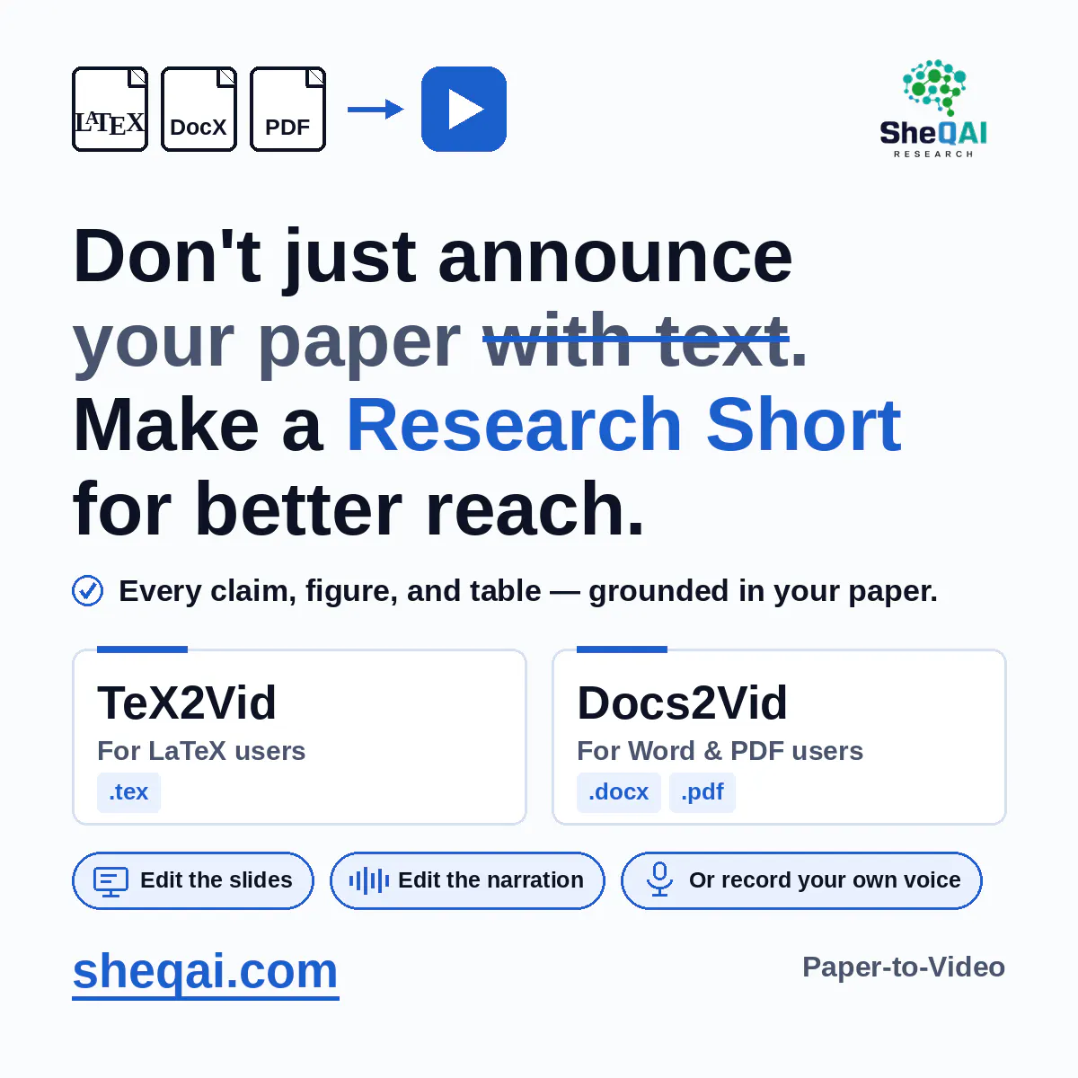 TeX2Vid: Convert papers into videos