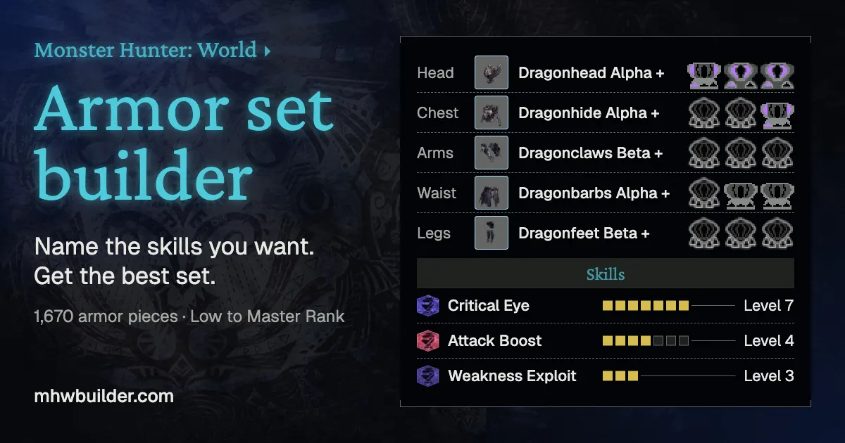 MHW Armor Set Builder gallery image