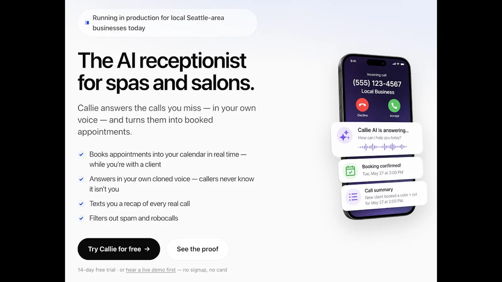 Callie - AI Receptionist by SetAndForget screenshot 1 (video preview)