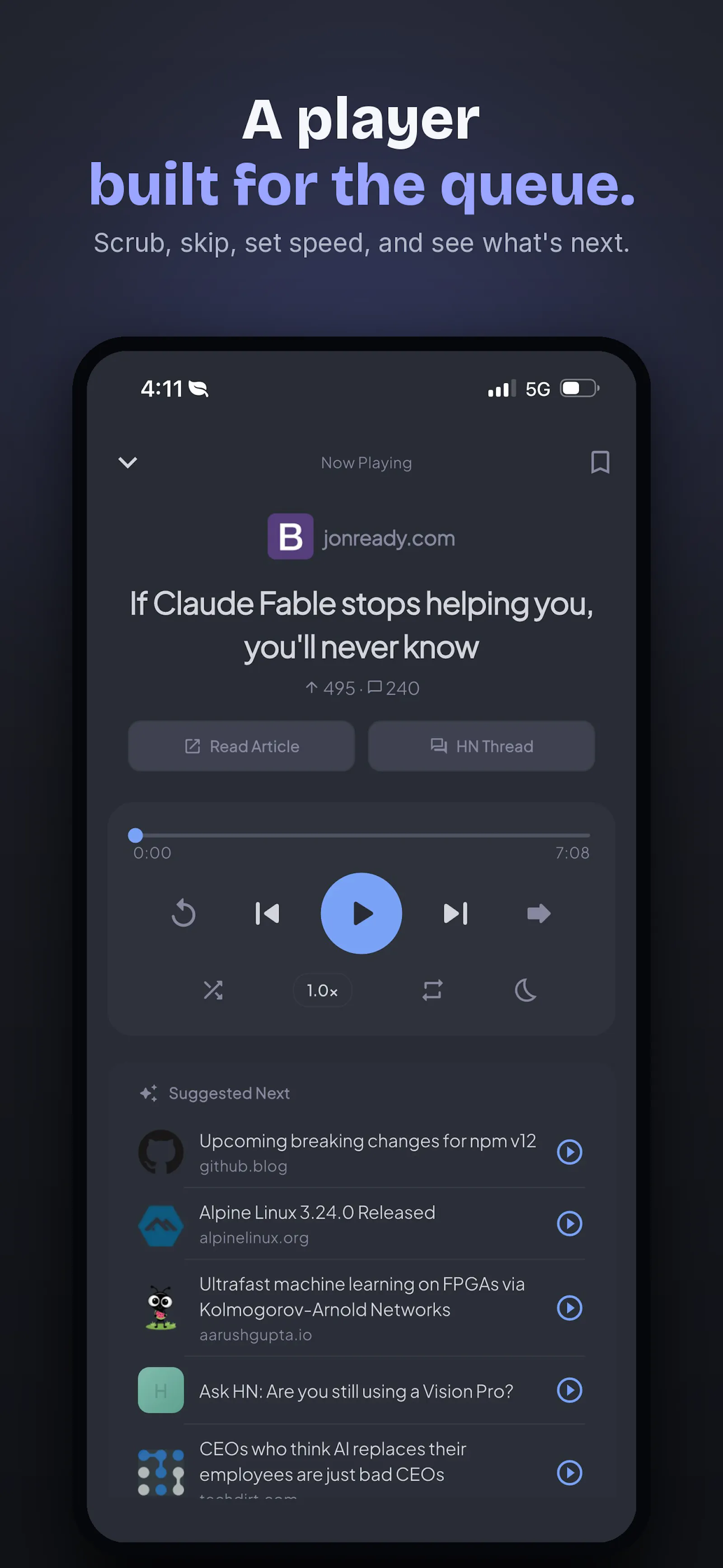 HN Listen screenshot 2