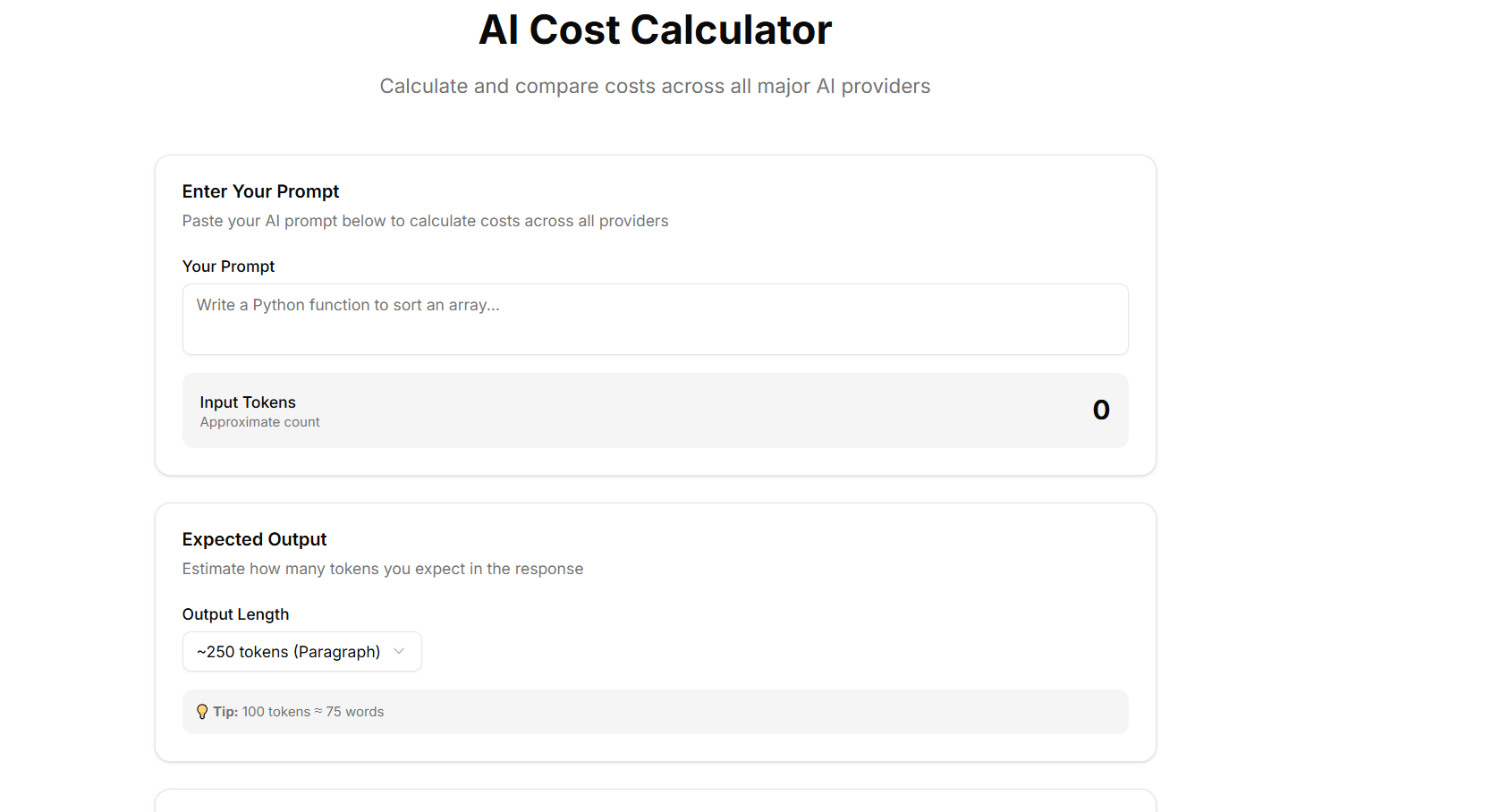 AI Cost Calculator gallery image