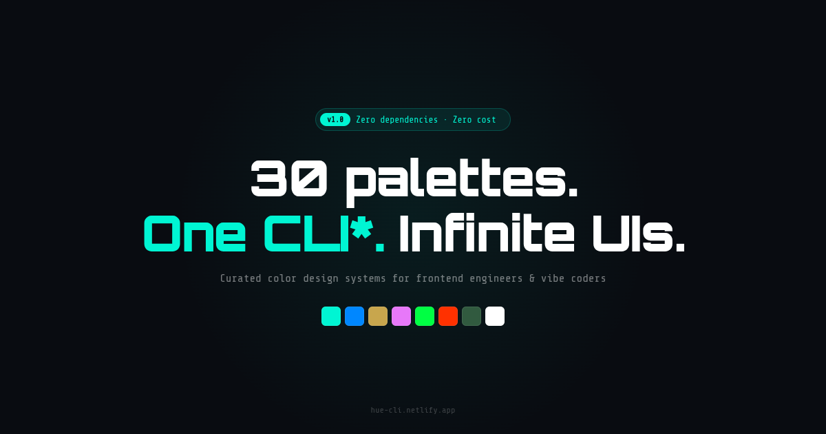 Hue CLI — Palettes for For AI Era FE. gallery image