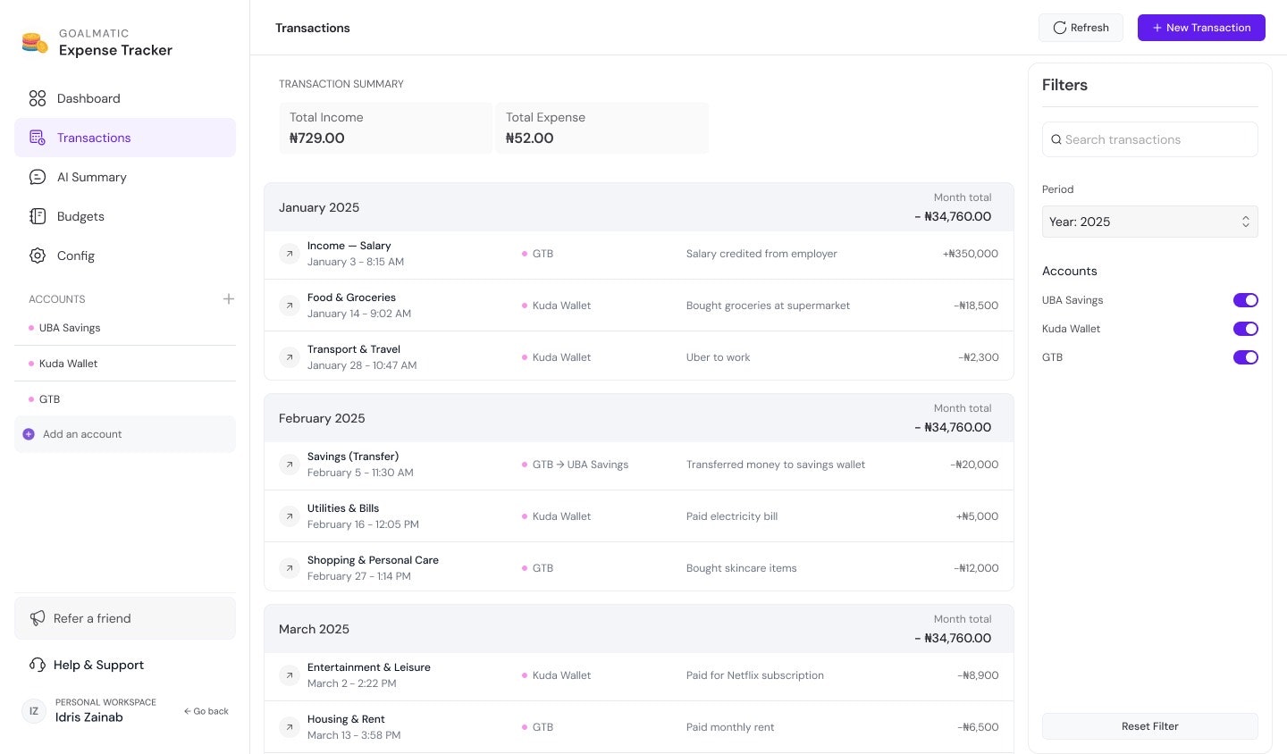 Goalmatic Expense Tracker gallery image