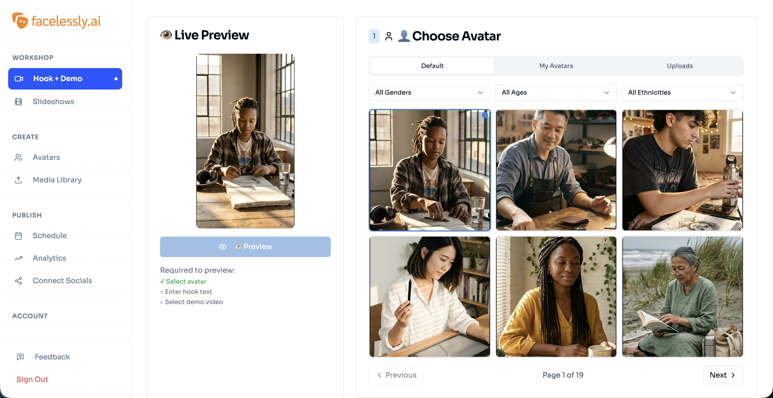Faceless Video Platform - Screenshot 2 showing product features and functionality