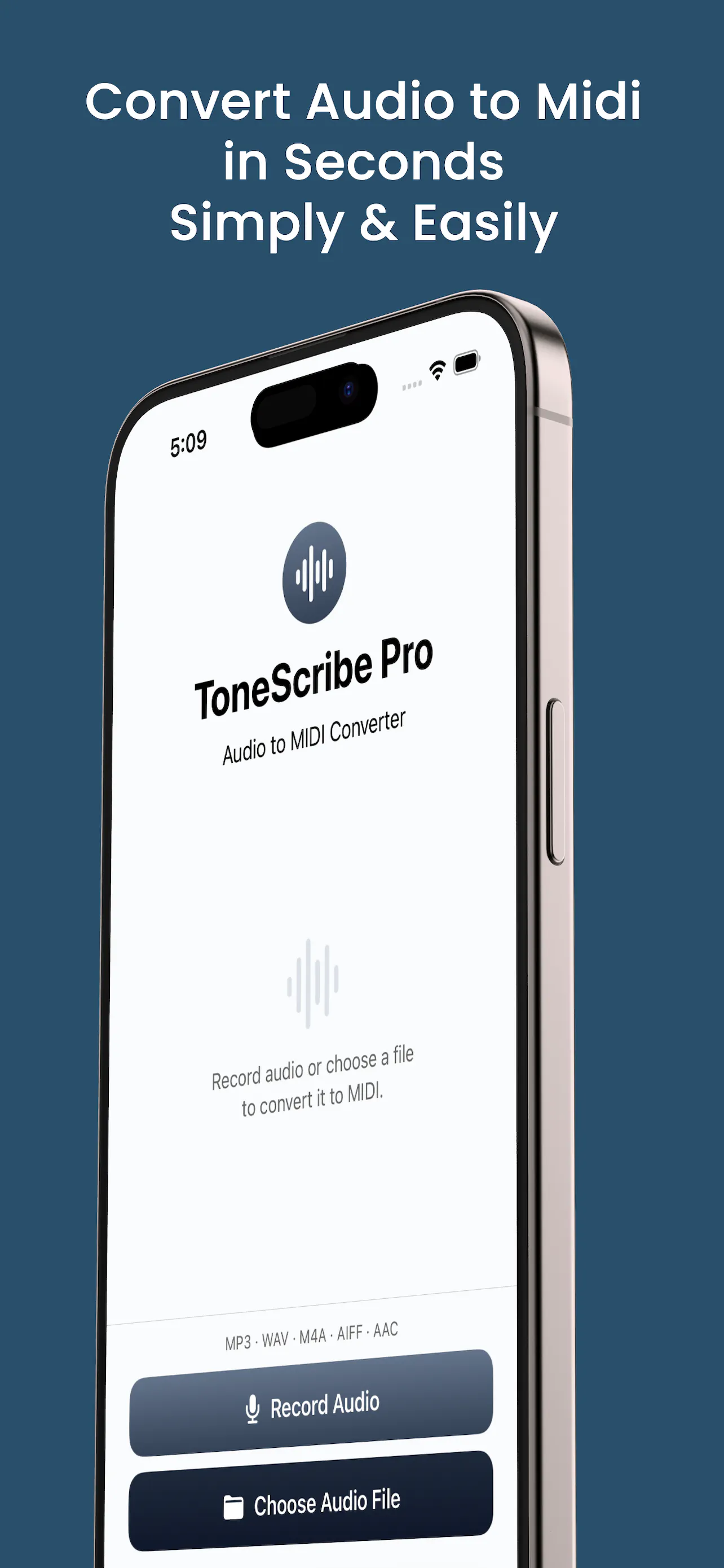 ToneScribe Pro — Audio to MIDI on iPhone 專案橫幅