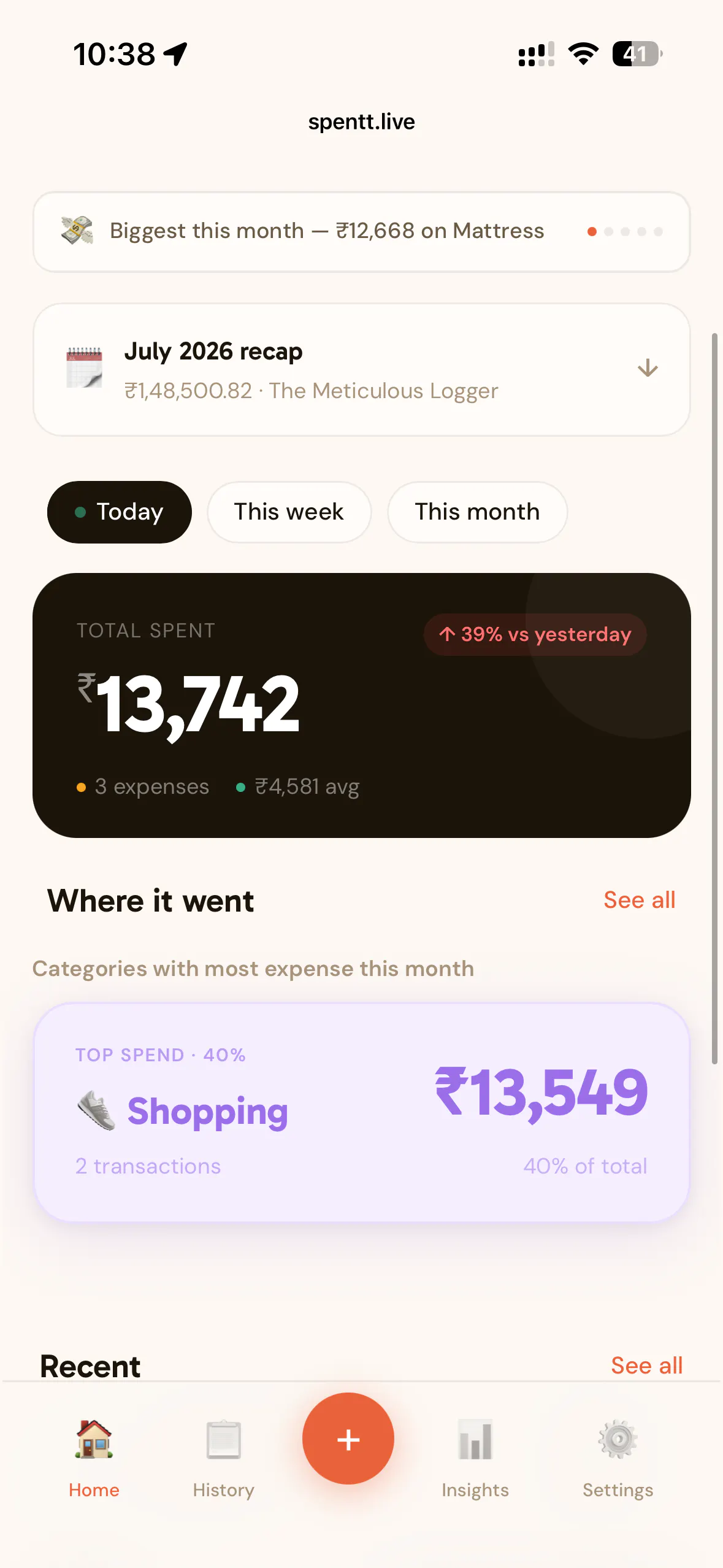 Spentt - 5-second habit to track expense screenshot