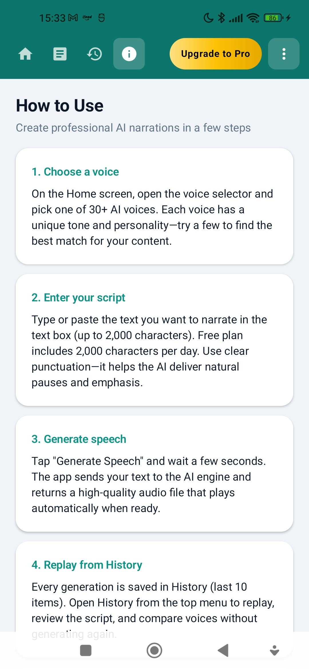 Text to Speech AI App - Long Narrations gallery image