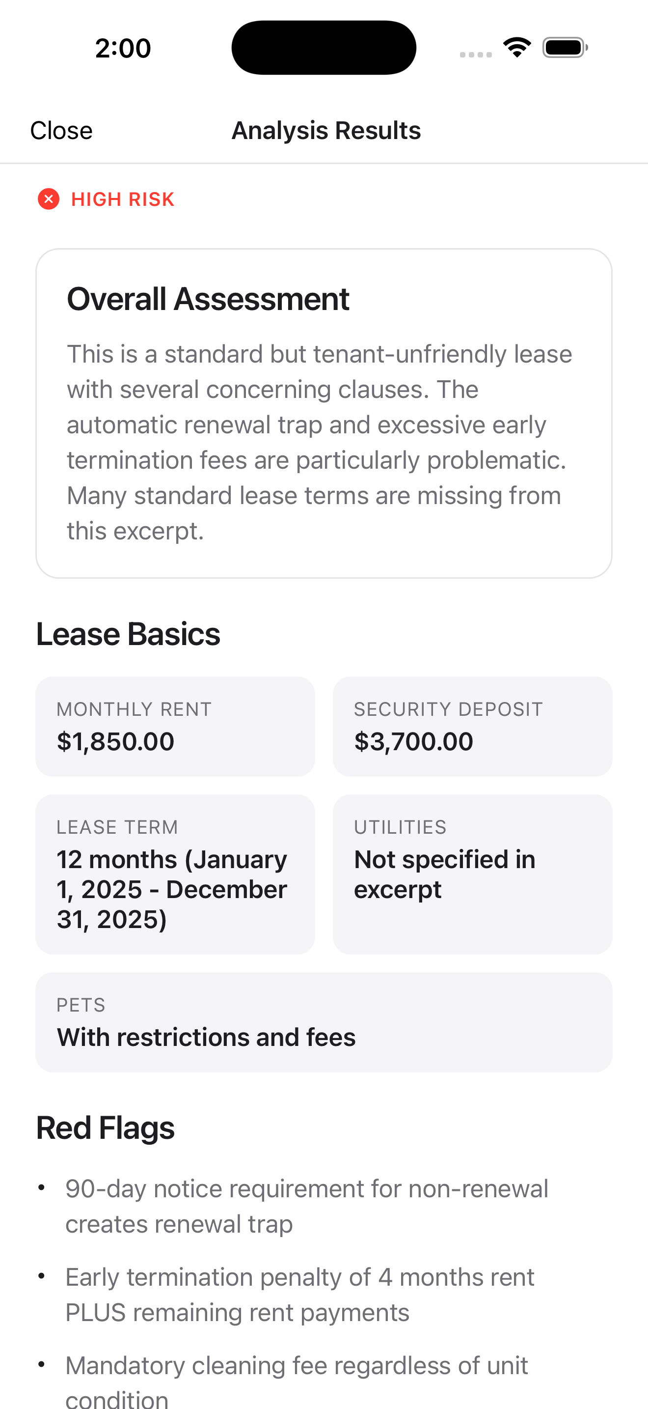 Lease Decoder - Screenshot 2 showing product features and functionality