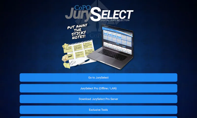 COPO JurySelect screenshot 1