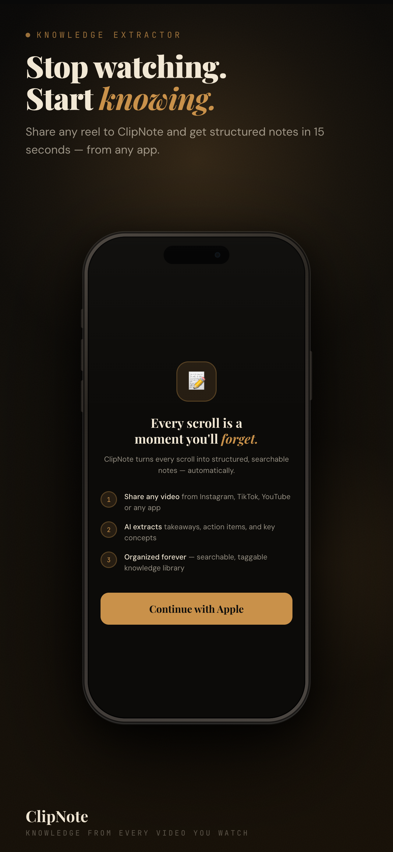 ClipNote — Turn shared videos into notes gallery image