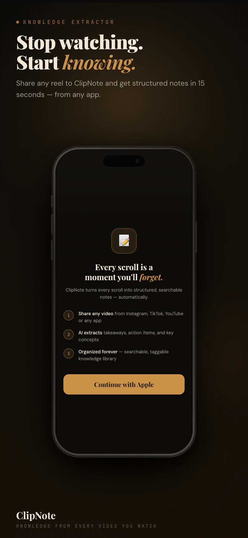 ClipNote — Turn shared videos into notes screenshot 3