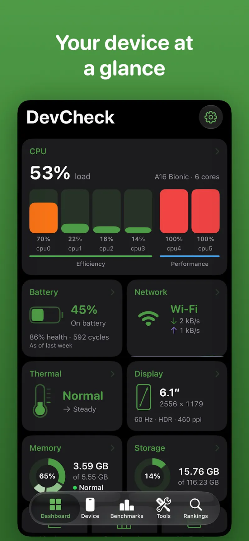 DevCheck: CPU Info & Benchmark screenshot 1