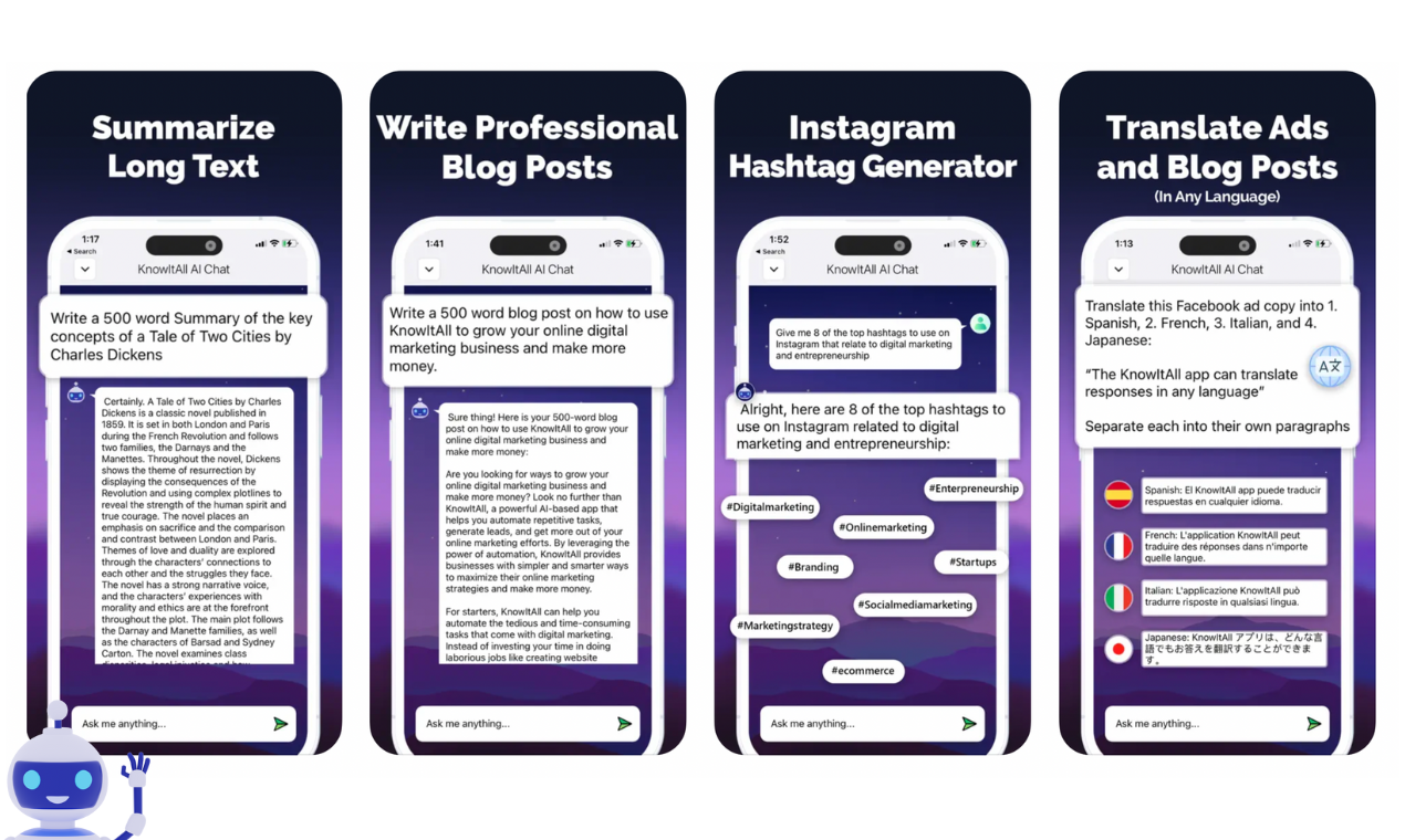 最高のchatgpt iOSアプリ：knowitall aiチャット - chatgpt iPhoneアプリ：AIエッセイライターとテキストジェネレーターボットメディア1