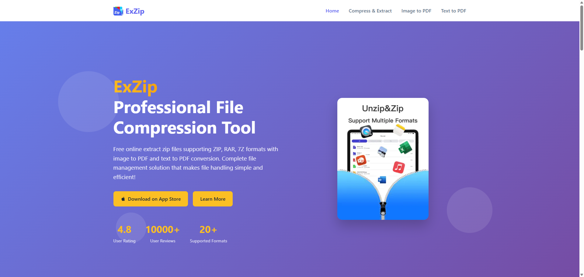 Exzip - Gratis uitpakken met zip -bestanden en bestandscompressietool media 1