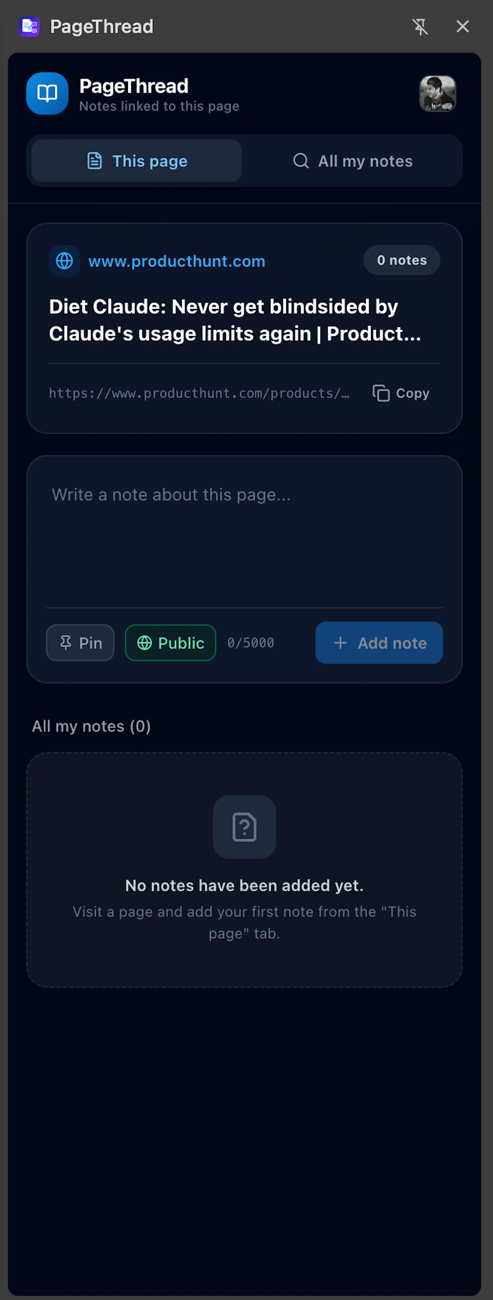 PageThread screenshot 3