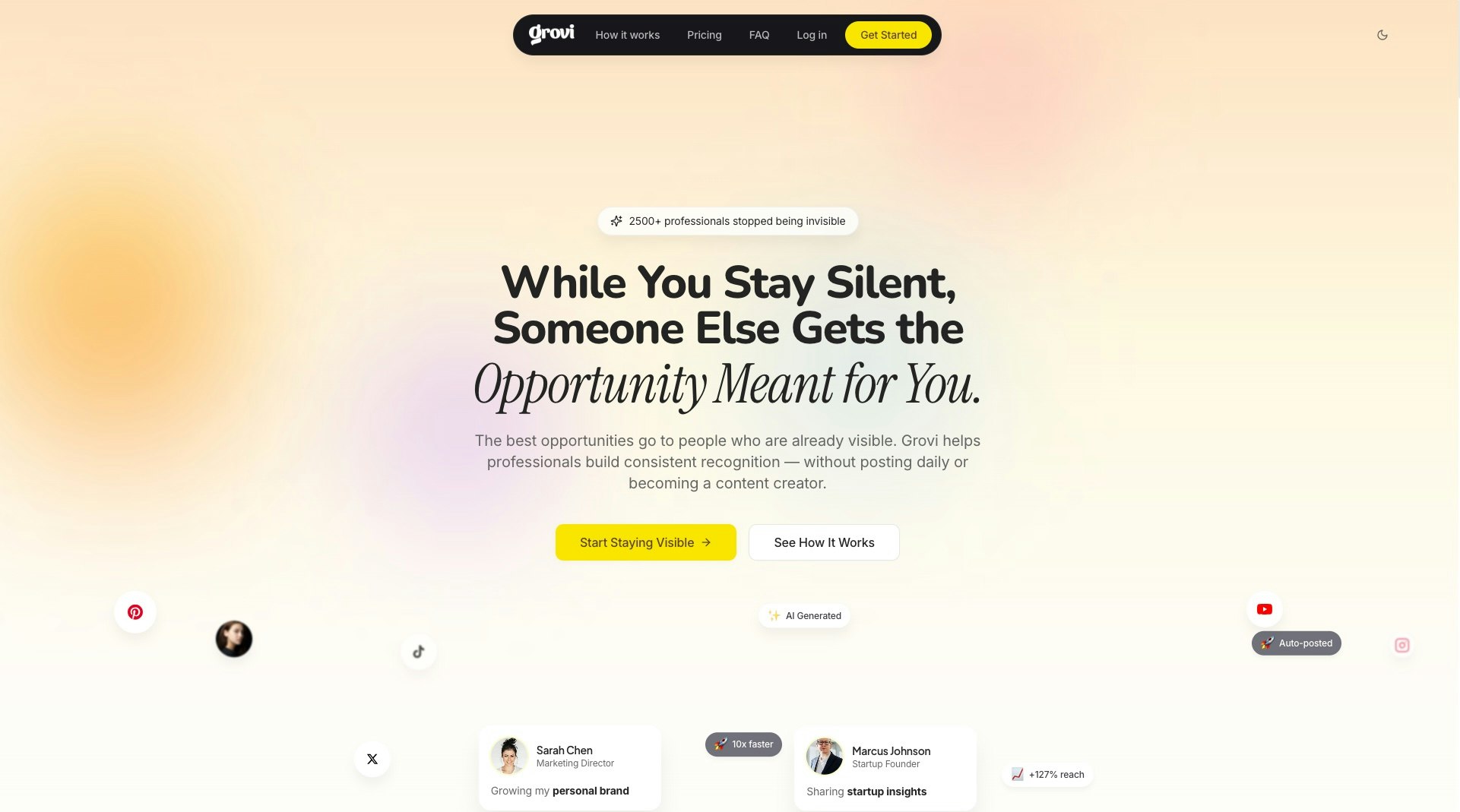 Grovi - AI for personal branding - Screenshot 2 showing product features and functionality