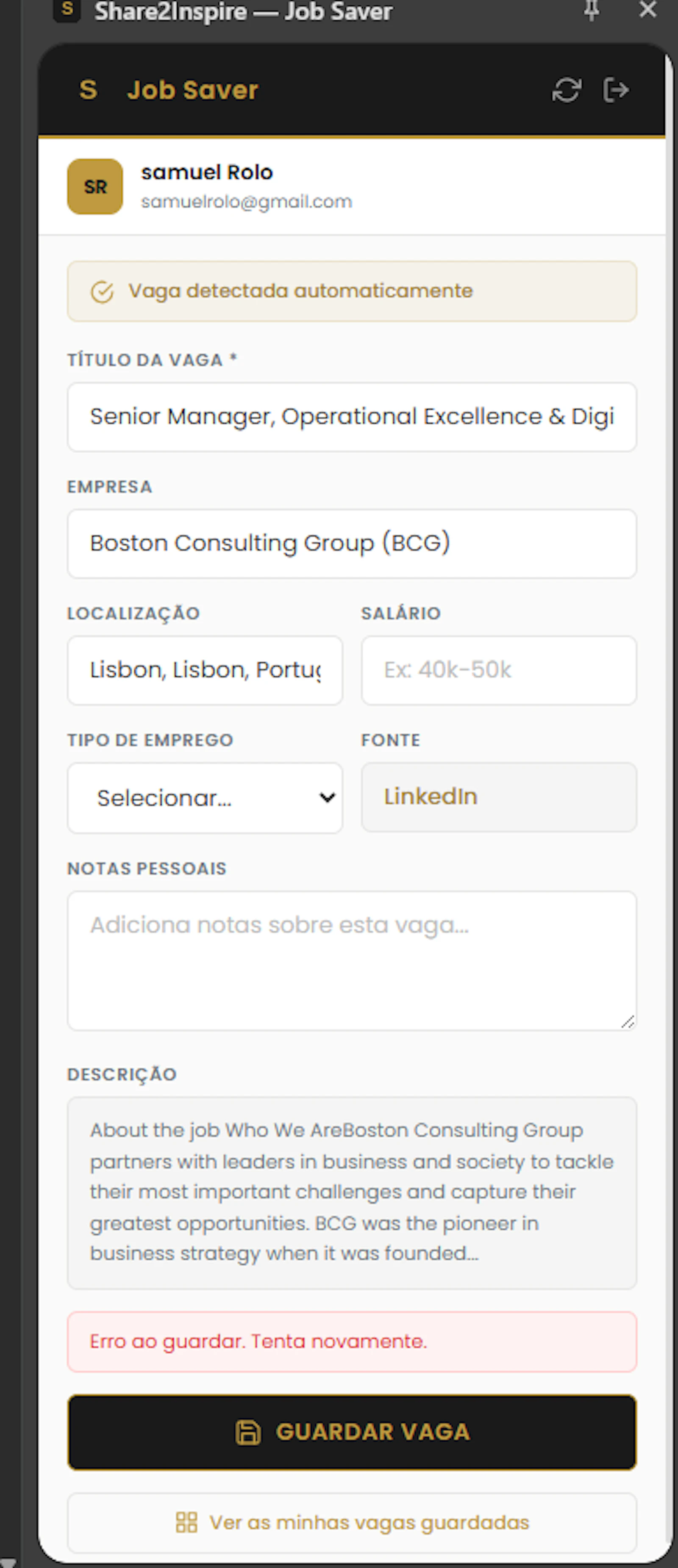 Job Saver screenshot 1