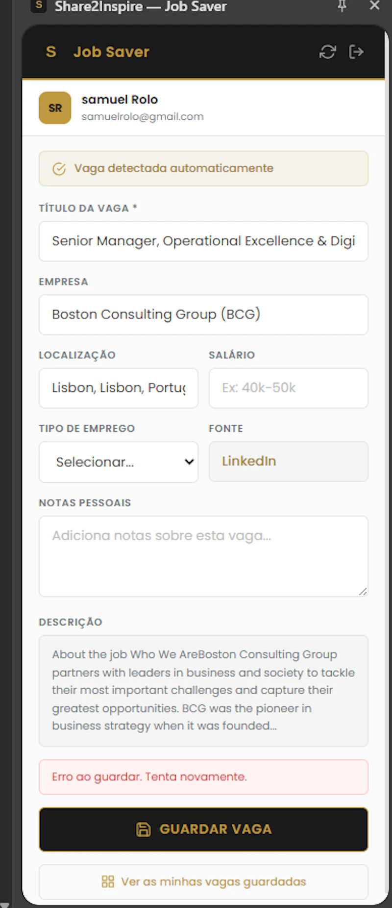 Job Saver screenshot 1