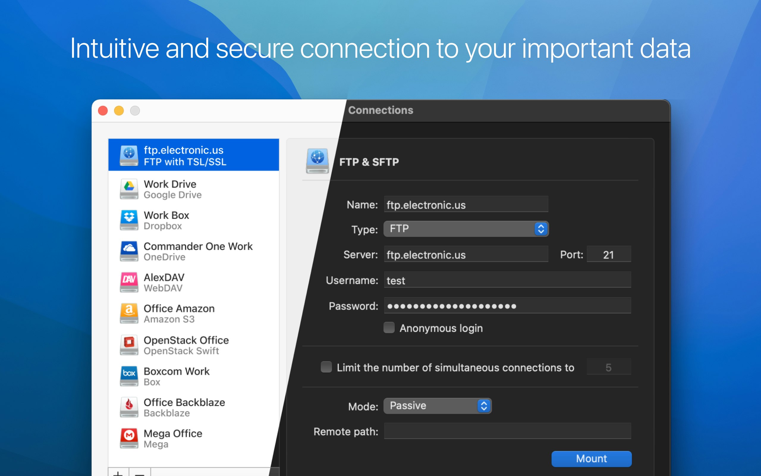 Mac 4.0 için CloudMounter - MacOS masaüstünüze yerel olarak monte edilmiş bulut sürücüleri medya 5