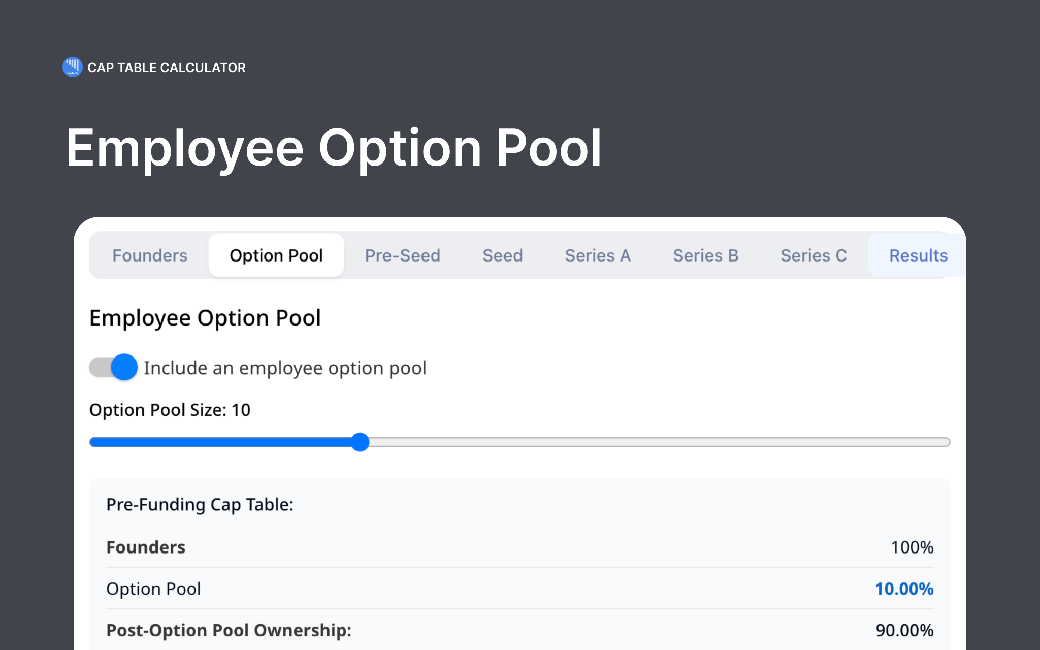 Cap Table Calculator - Screenshot 3 showing product features and functionality