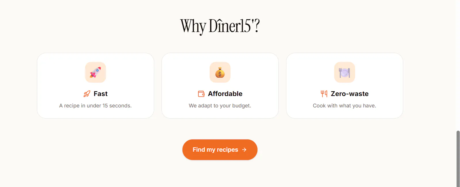 Dîner15' — AI Recipe Finder screenshot 2