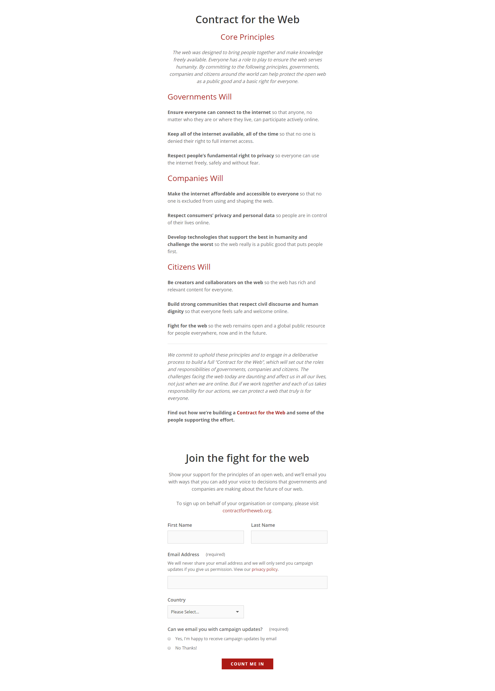 #ForTheWeb project - open web contract gallery image