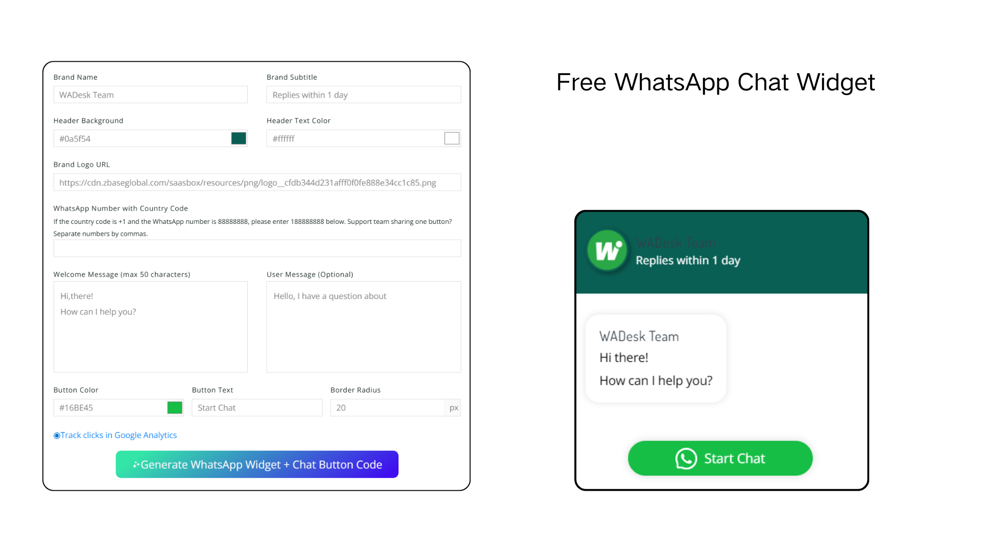 WhatsApp Widget Generator gallery image