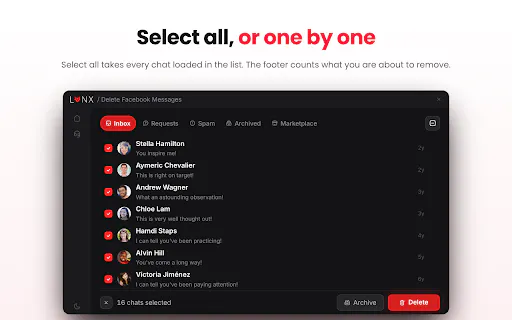 Lynx | Delete Facebook Messages gallery image