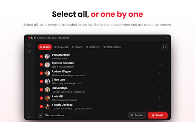 Lynx | Delete Facebook Messages screenshot 5