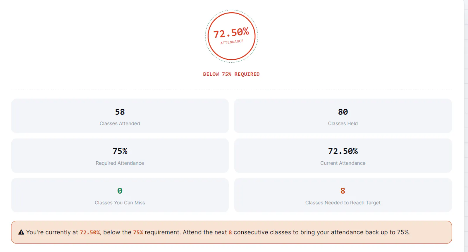 Attendance Percentage Calculator screenshot 2