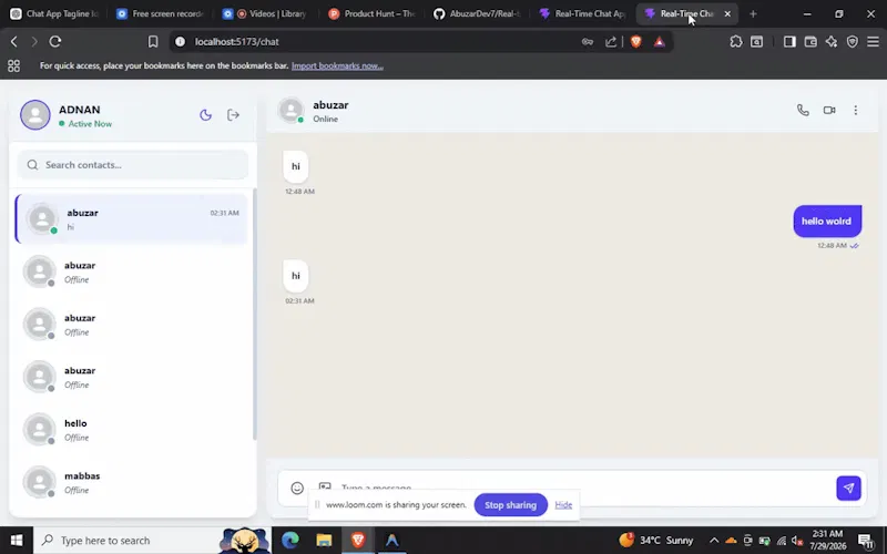 Chat app  screenshot 1 (video preview)