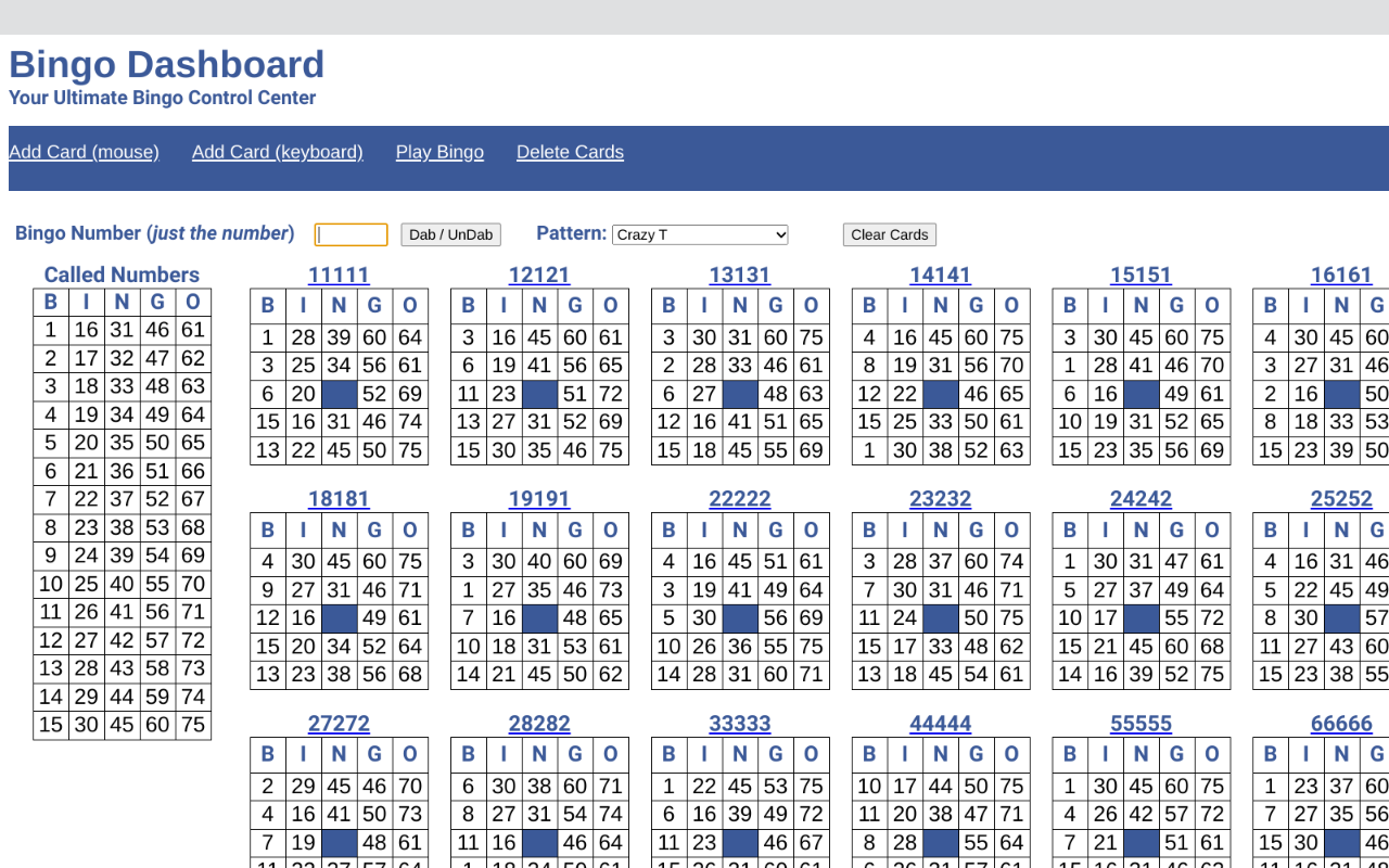 Dashboard bingo media 2