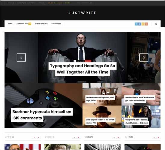 JustWrite Free WordPress Theme