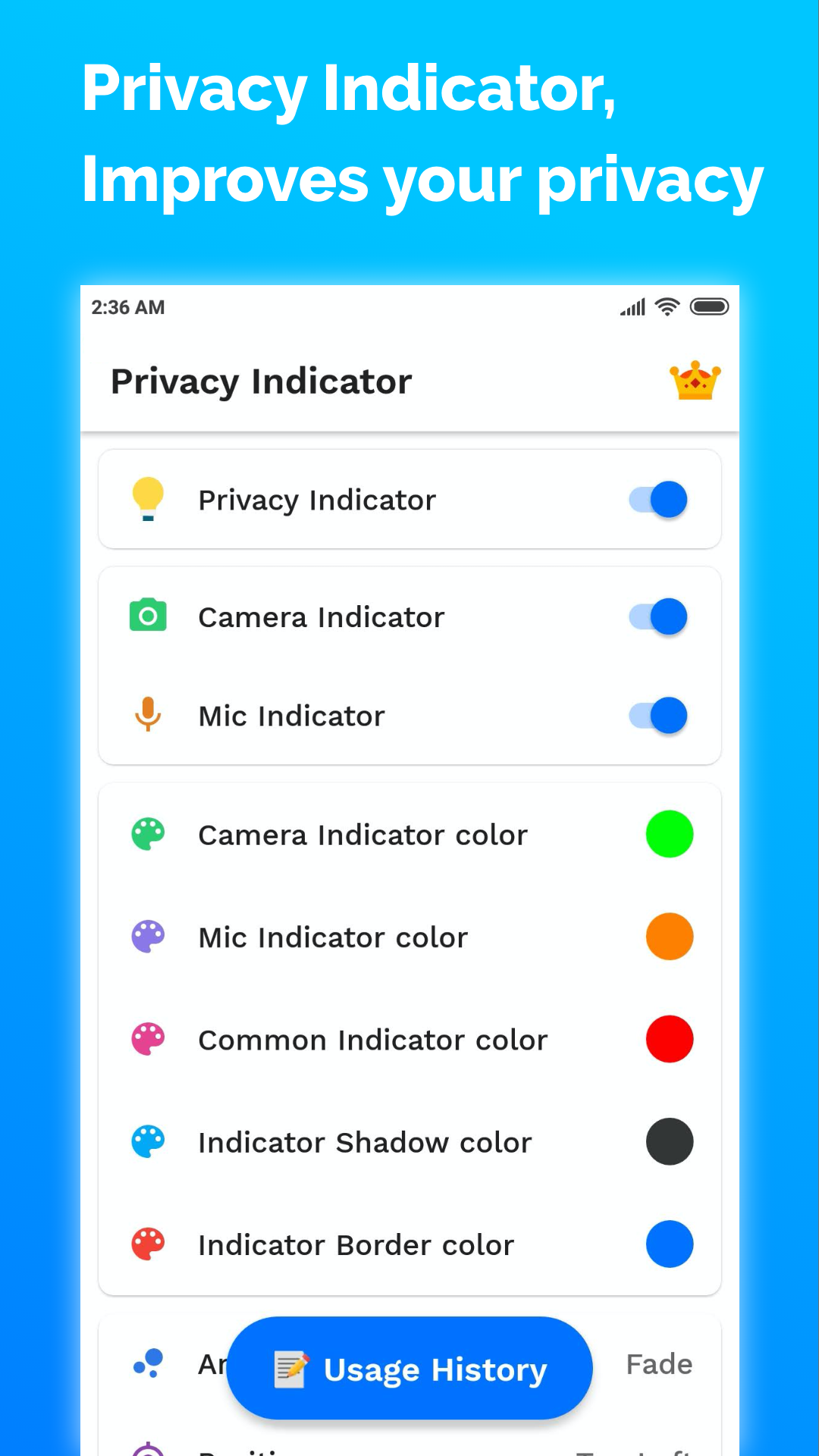 Privacy Indicator iOS 14 Style camera & mic usage indicator Product