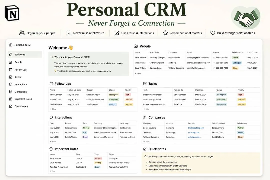 Personal CRM screenshot