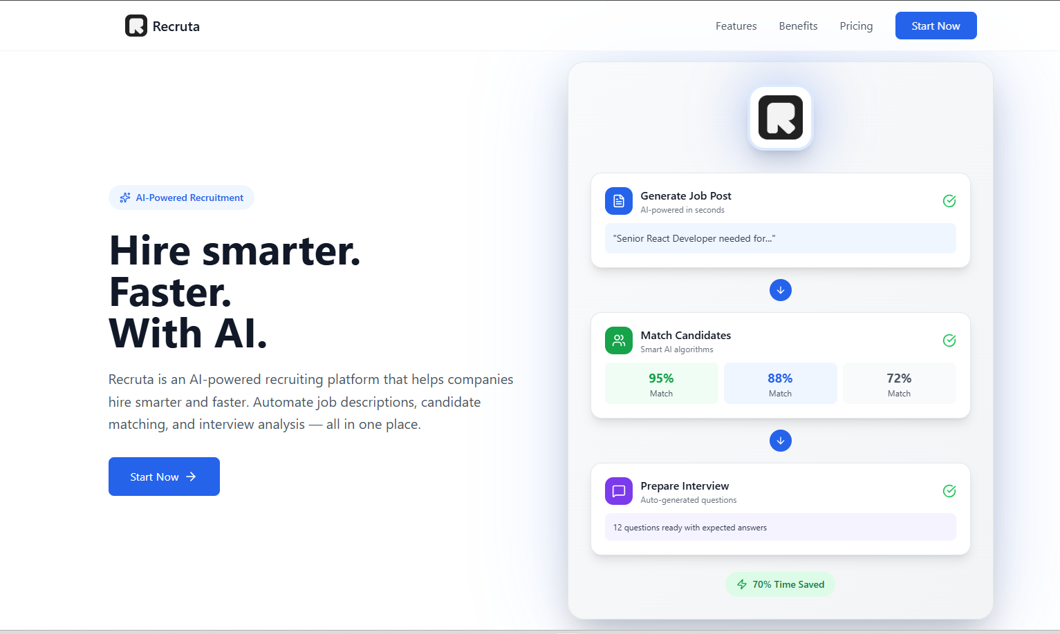 Recruta - Main screenshot showing features and interface