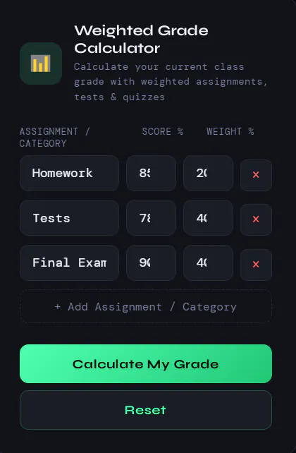 Active Student Grade Calculator gallery image