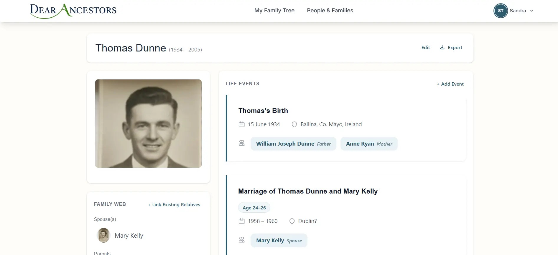 Dear Ancestors - Screenshot 2 showing product features and functionality