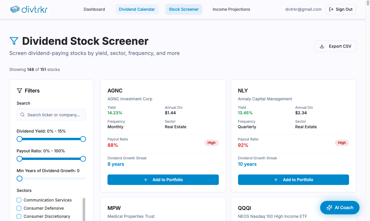 DivTrkr - Screenshot 4 showing product features and functionality